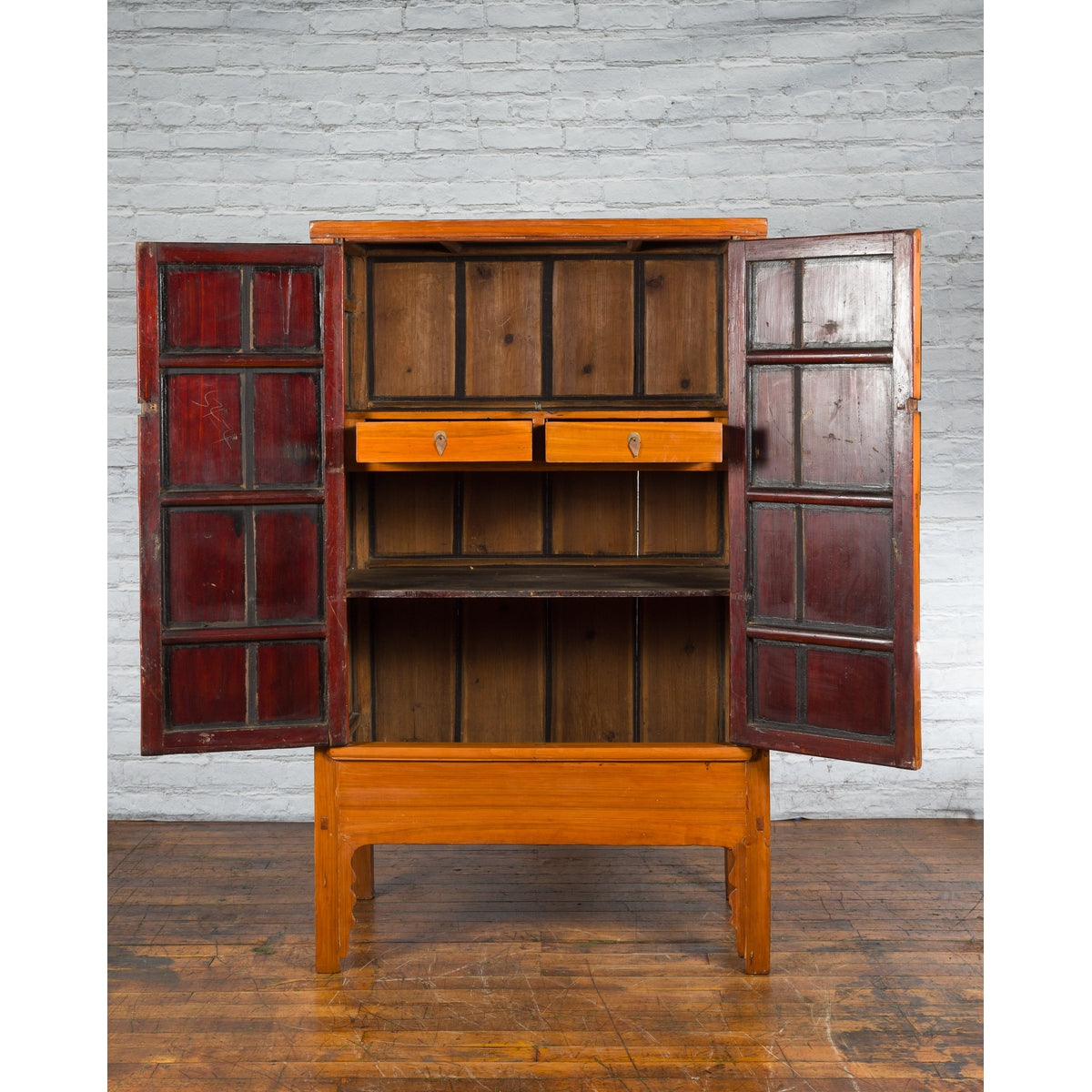 Large Chinese Qing Dynasty 19th Century Elmwood Armoire with Medallion Hardware-3. Asian &amp; Chinese Furniture, Art, Antiques, Vintage Home Décor for sale at FEA Home