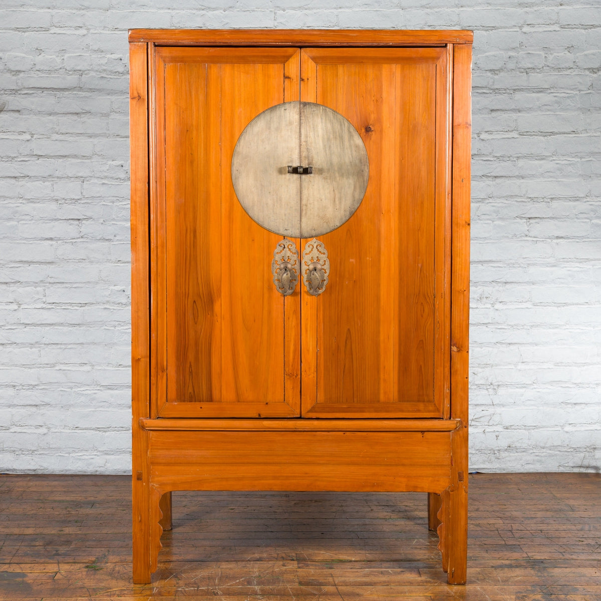 Large Chinese Qing Dynasty 19th Century Elmwood Armoire with Medallion Hardware-5. Asian &amp; Chinese Furniture, Art, Antiques, Vintage Home Décor for sale at FEA Home