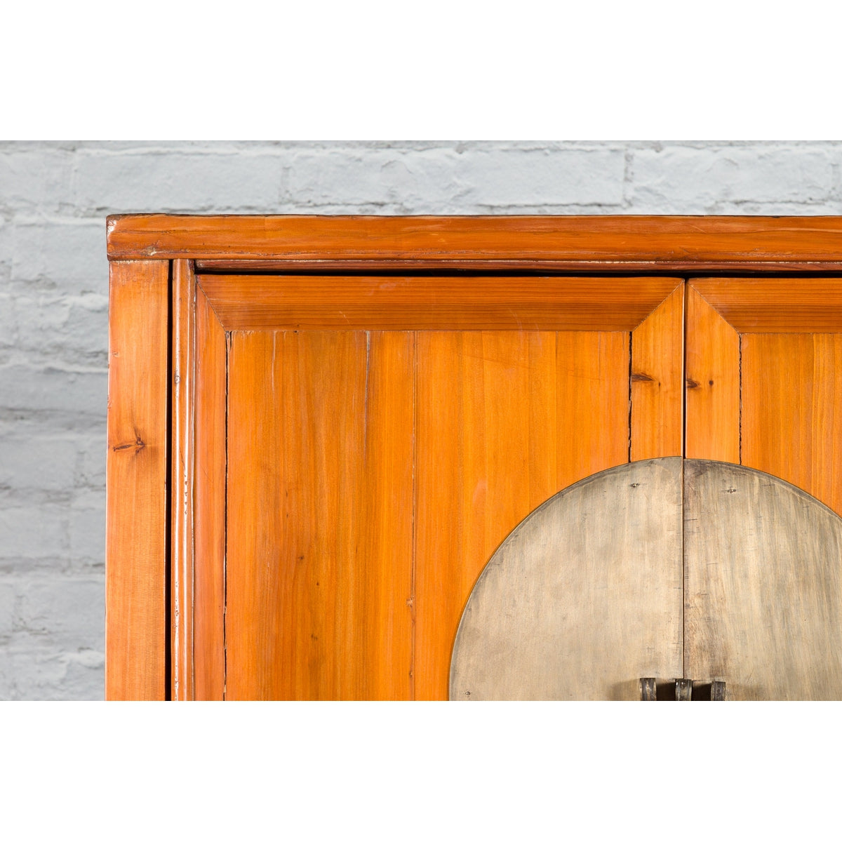 Large Chinese Qing Dynasty 19th Century Elmwood Armoire with Medallion Hardware-7. Asian &amp; Chinese Furniture, Art, Antiques, Vintage Home Décor for sale at FEA Home