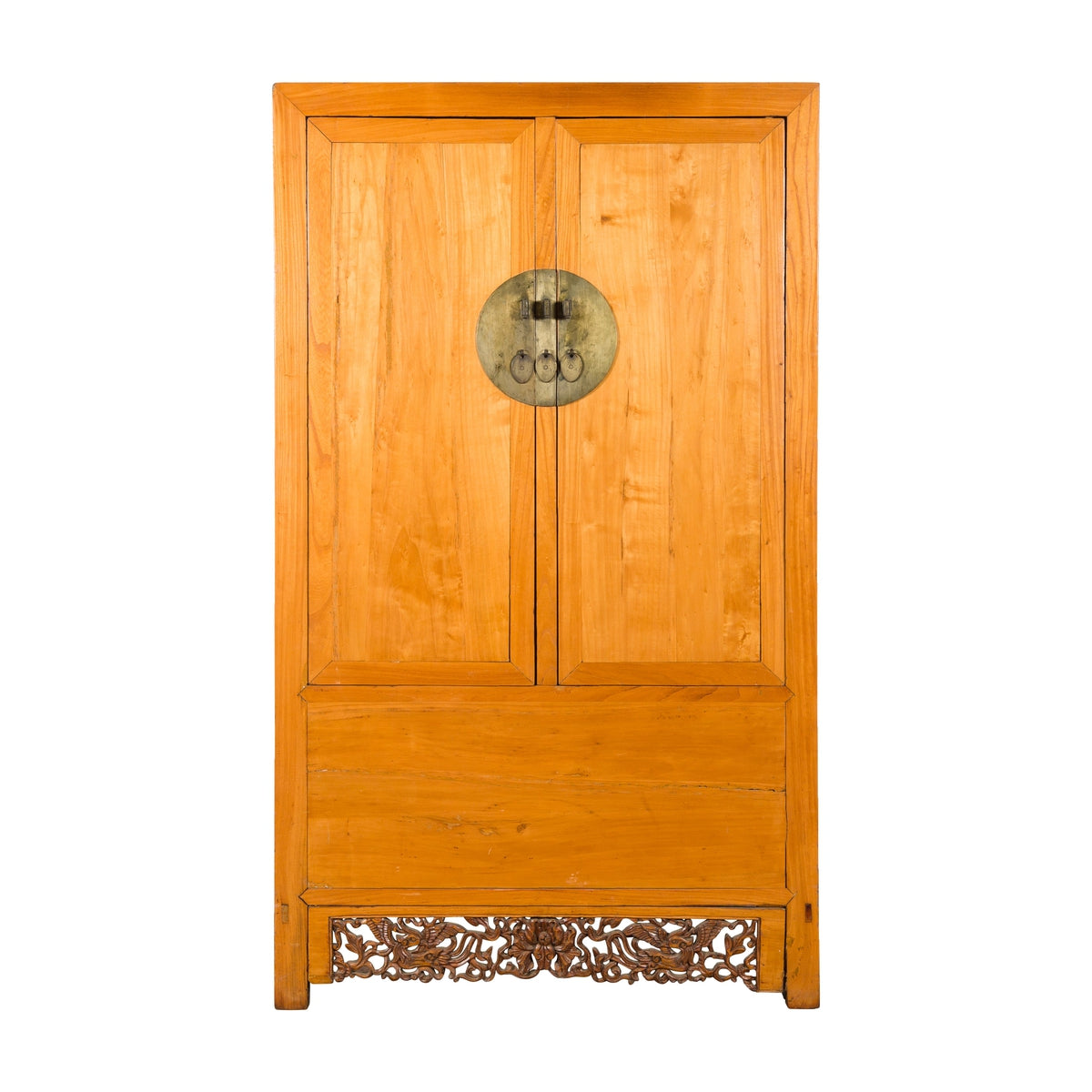 Chinese Qing Dynasty 19th Century Elmwood Cabinet with Carved Apron-1. Asian & Chinese Furniture, Art, Antiques, Vintage Home Décor for sale at FEA Home