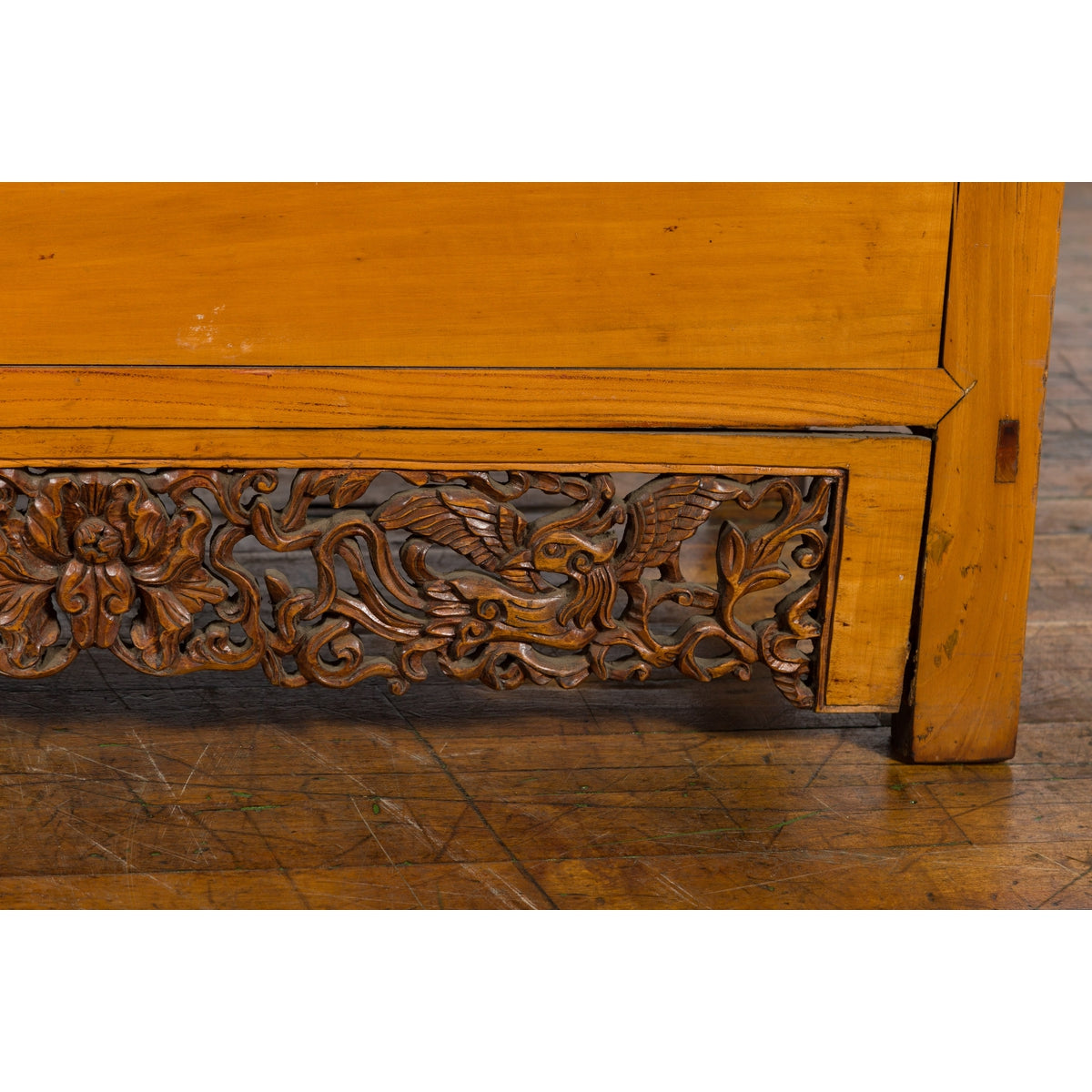 Chinese Qing Dynasty 19th Century Elmwood Cabinet with Carved Apron-10. Asian &amp; Chinese Furniture, Art, Antiques, Vintage Home Décor for sale at FEA Home