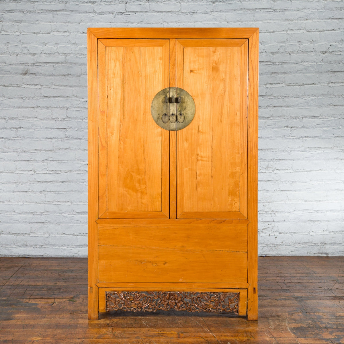 Chinese Qing Dynasty 19th Century Elmwood Cabinet with Carved Apron-4. Asian &amp; Chinese Furniture, Art, Antiques, Vintage Home Décor for sale at FEA Home