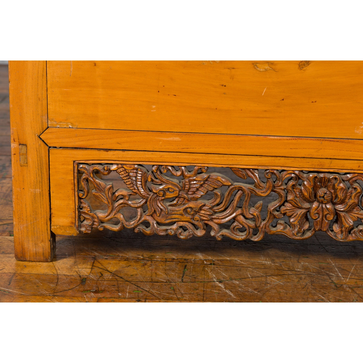 Chinese Qing Dynasty 19th Century Elmwood Cabinet with Carved Apron-8. Asian &amp; Chinese Furniture, Art, Antiques, Vintage Home Décor for sale at FEA Home
