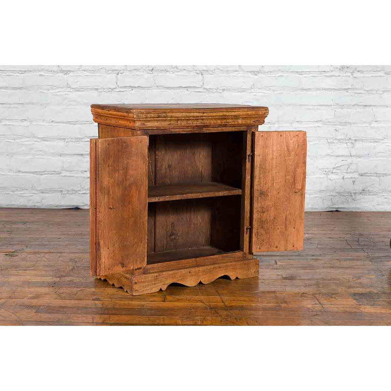 Small Rustic Indian Vintage Sheesham Wood Single Cabinet with Iron Hardware