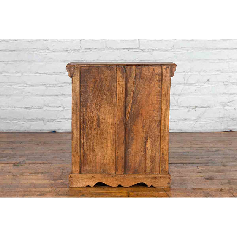 Small Rustic Indian Vintage Sheesham Wood Single Cabinet with Iron Hardware