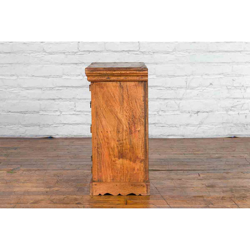 Small Rustic Indian Vintage Sheesham Wood Single Cabinet with Iron Hardware