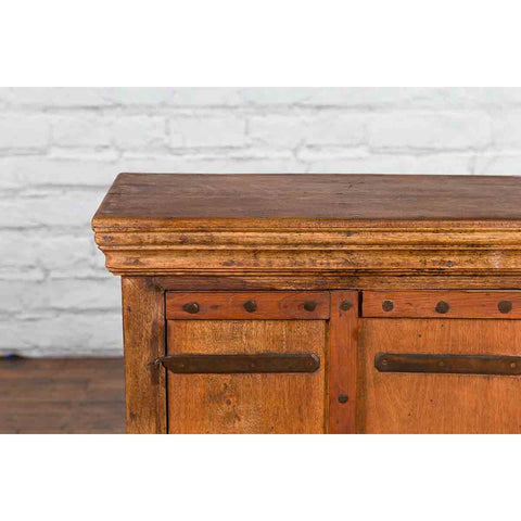 Small Rustic Indian Vintage Sheesham Wood Single Cabinet with Iron Hardware