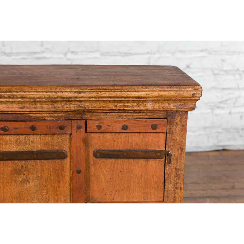 Small Rustic Indian Vintage Sheesham Wood Single Cabinet with Iron Hardware