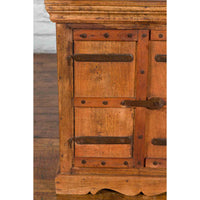 Small Rustic Indian Vintage Sheesham Wood Single Cabinet with Iron Hardware