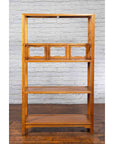 Chinese Qing Dynasty Elmwood Bookcase with Three Shelves and Pierced Cartouches-5. Asian & Chinese Furniture, Art, Antiques, Vintage Home Décor for sale at FEA Home