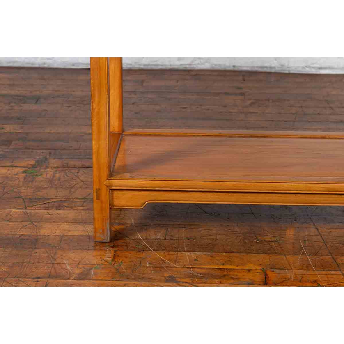 Chinese Qing Dynasty Elmwood Bookcase with Three Shelves and Pierced Cartouches-9. Asian &amp; Chinese Furniture, Art, Antiques, Vintage Home Décor for sale at FEA Home