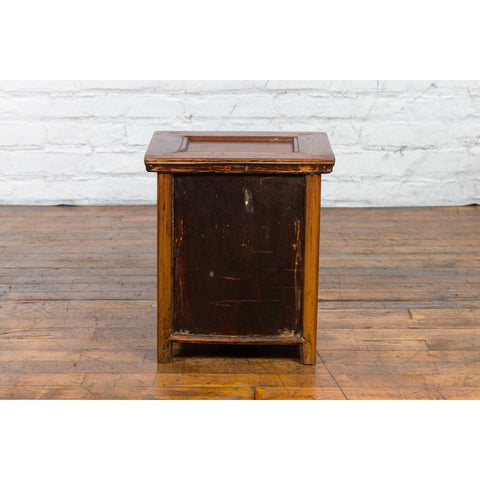 Chinese Early 20th Century Elmwood Bedside Cabinet with Scalloped Apron - Antique and Vintage Asian Furniture for Sale at FEA Home