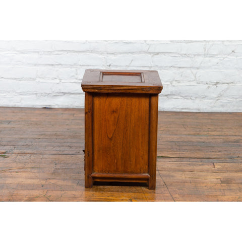 Chinese Early 20th Century Elmwood Bedside Cabinet with Scalloped Apron - Antique and Vintage Asian Furniture for Sale at FEA Home