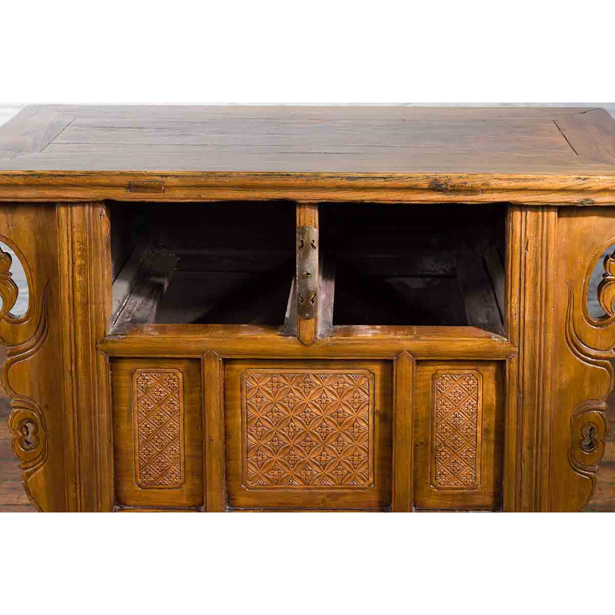 Chinese Qing Dynasty 19th Century Altar Coffer with Carved Geometric Motifs-16. Asian &amp; Chinese Furniture, Art, Antiques, Vintage Home Décor for sale at FEA Home