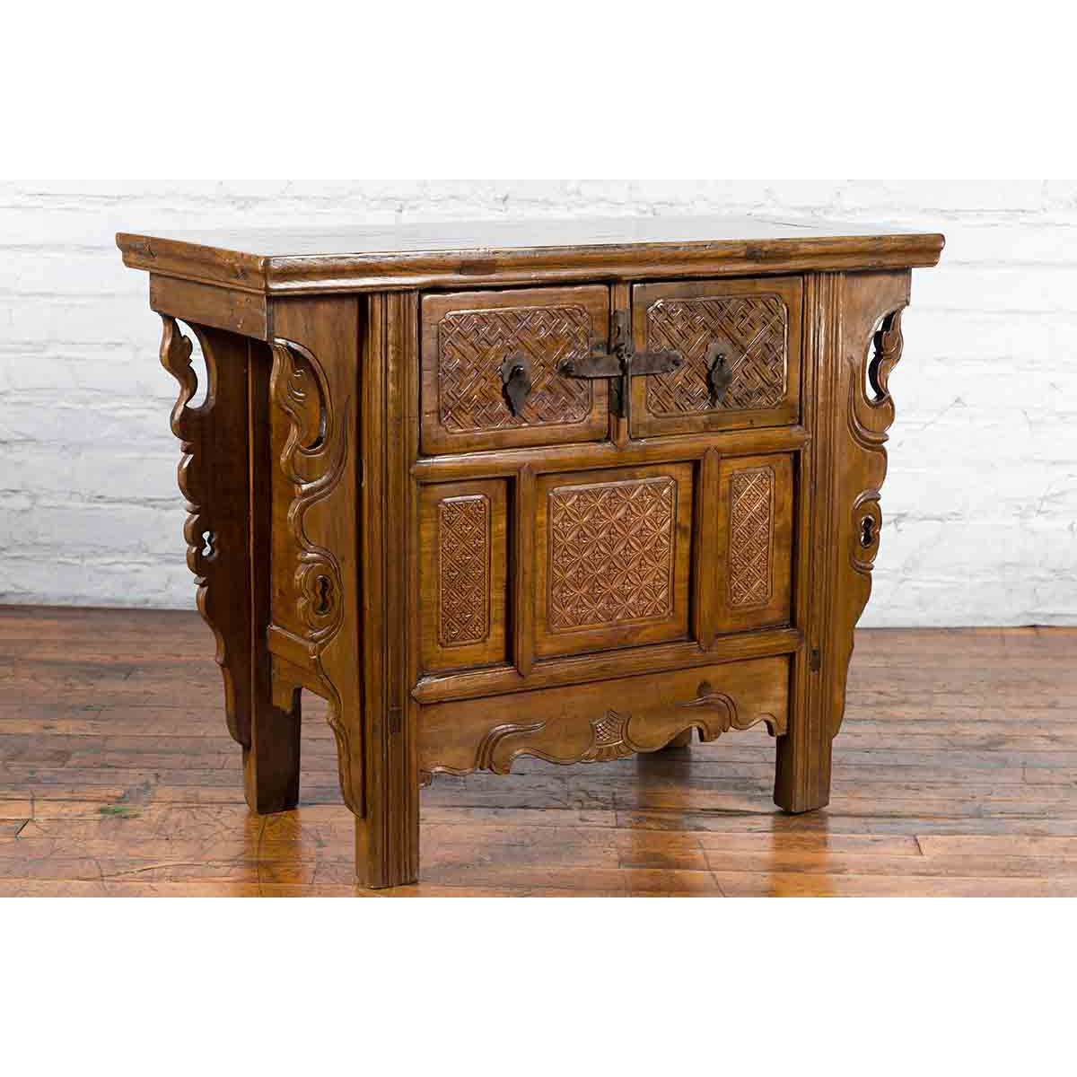 Chinese Qing Dynasty 19th Century Altar Coffer with Carved Geometric Motifs-2. Asian & Chinese Furniture, Art, Antiques, Vintage Home Décor for sale at FEA Home