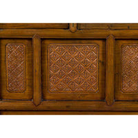 Chinese Qing Dynasty 19th Century Altar Coffer with Carved Geometric Motifs