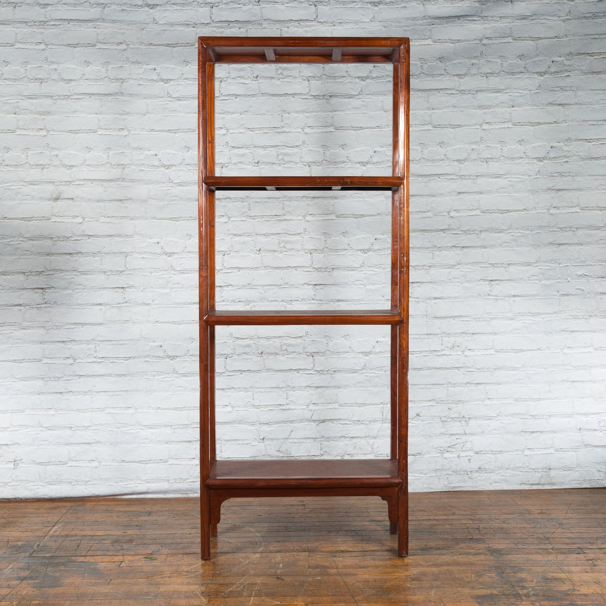 Chinese Early 20th Century Wooden Bookcase with Woven Rattan Shelves and Apron-2. Asian & Chinese Furniture, Art, Antiques, Vintage Home Décor for sale at FEA Home