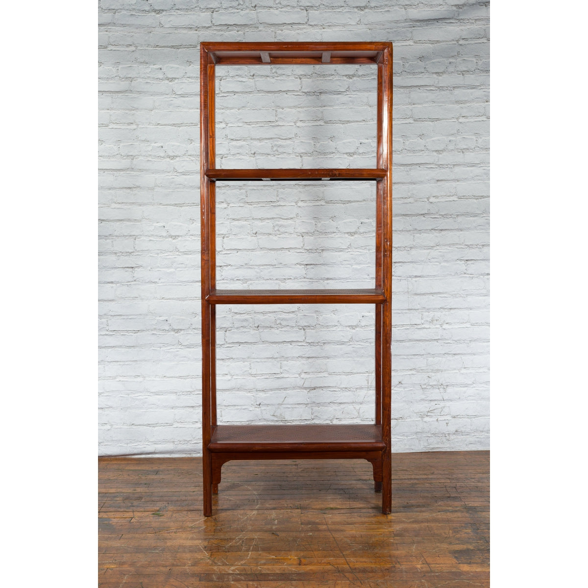Chinese Early 20th Century Wooden Bookcase with Woven Rattan Shelves and Apron-3. Asian &amp; Chinese Furniture, Art, Antiques, Vintage Home Décor for sale at FEA Home