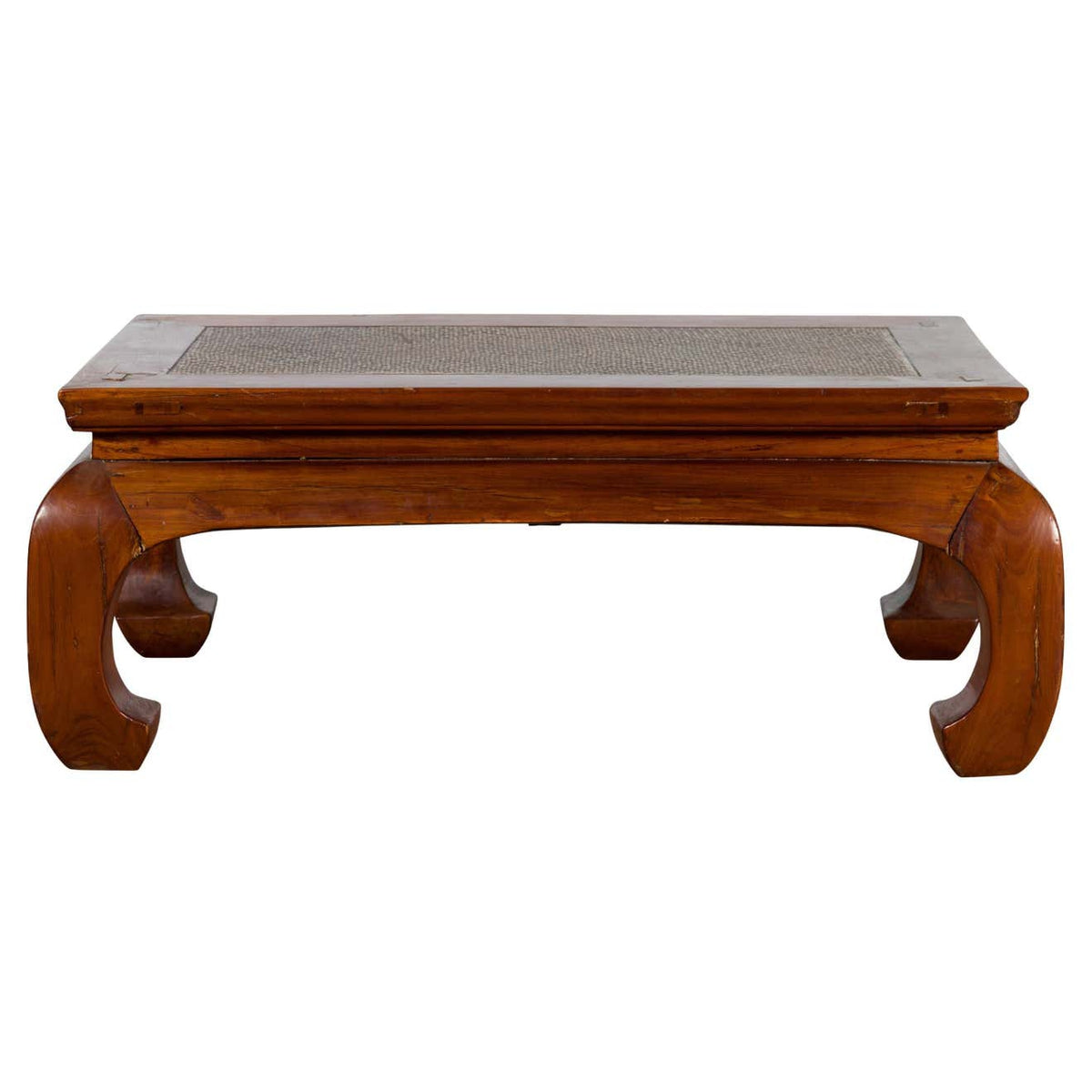 Chinese 19th Century Qing Dynasty Coffee Table with Rattan Top and Chow Legs-1. Asian & Chinese Furniture, Art, Antiques, Vintage Home Décor for sale at FEA Home