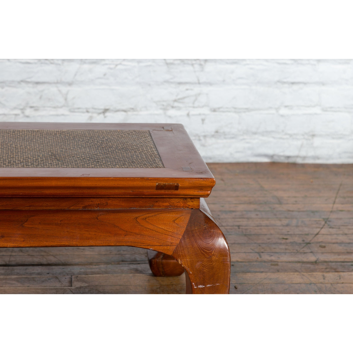 Chinese 19th Century Qing Dynasty Coffee Table with Rattan Top and Chow Legs-10. Asian &amp; Chinese Furniture, Art, Antiques, Vintage Home Décor for sale at FEA Home