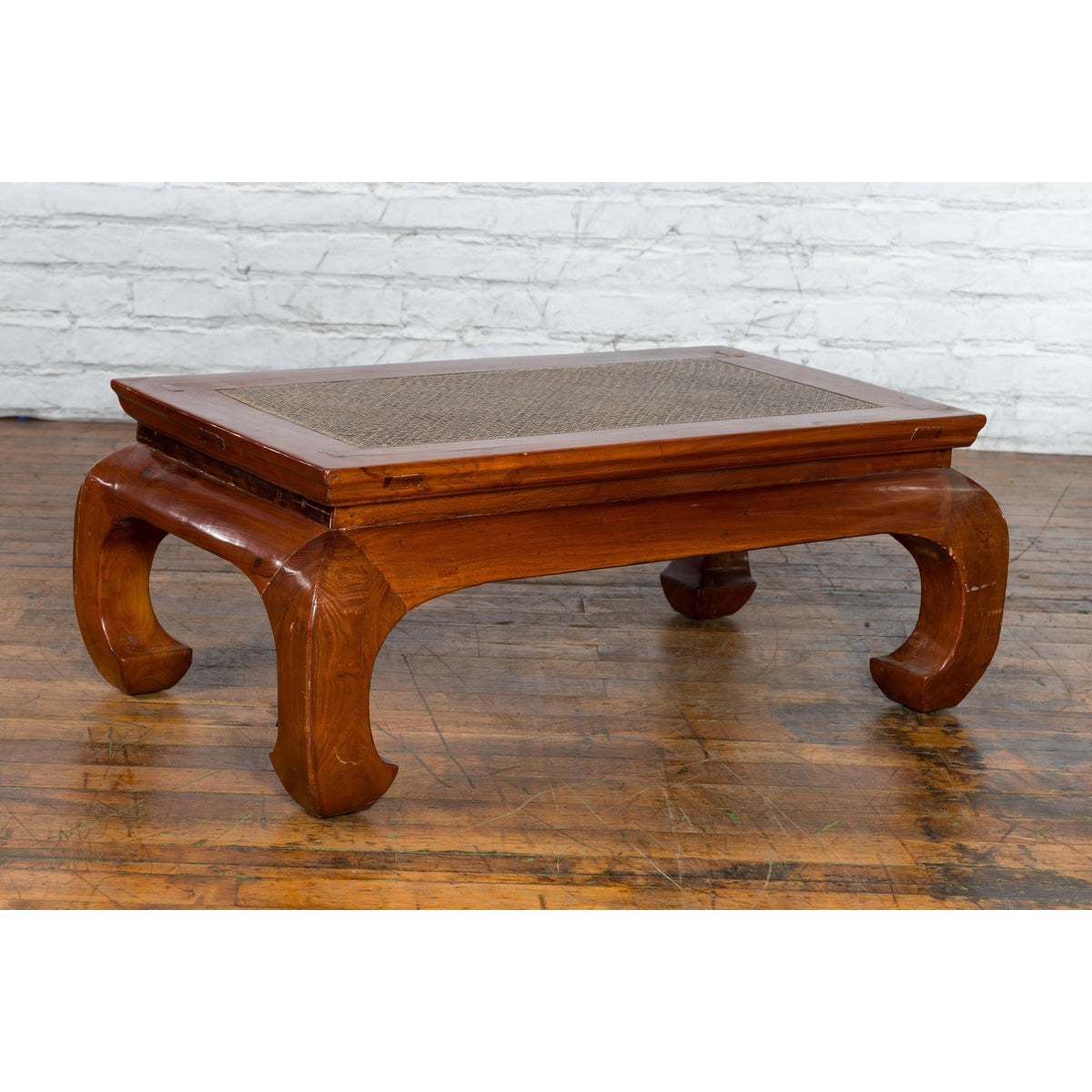 Chinese 19th Century Qing Dynasty Coffee Table with Rattan Top and Chow Legs-14. Asian &amp; Chinese Furniture, Art, Antiques, Vintage Home Décor for sale at FEA Home
