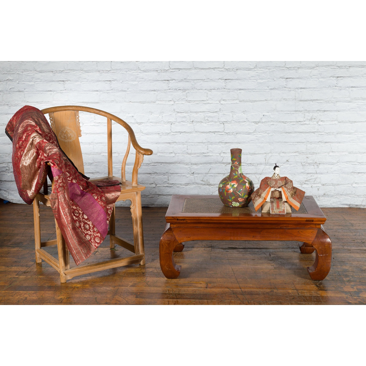 Chinese 19th Century Qing Dynasty Coffee Table with Rattan Top and Chow Legs-2. Asian & Chinese Furniture, Art, Antiques, Vintage Home Décor for sale at FEA Home