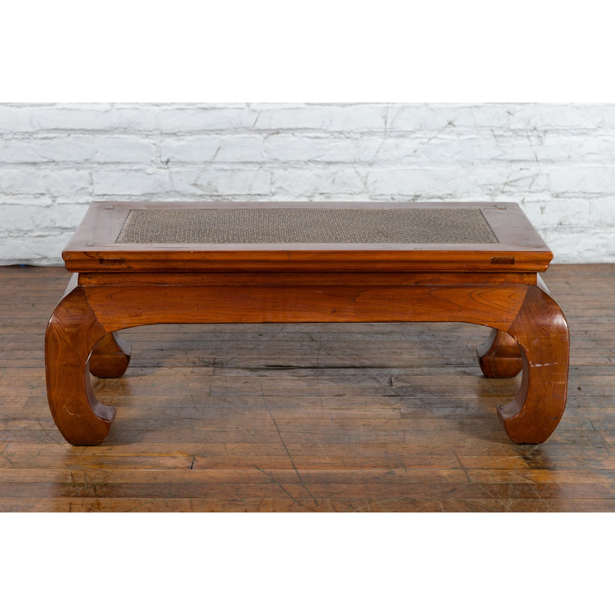 Chinese 19th Century Qing Dynasty Coffee Table with Rattan Top and Chow Legs-4. Asian &amp; Chinese Furniture, Art, Antiques, Vintage Home Décor for sale at FEA Home