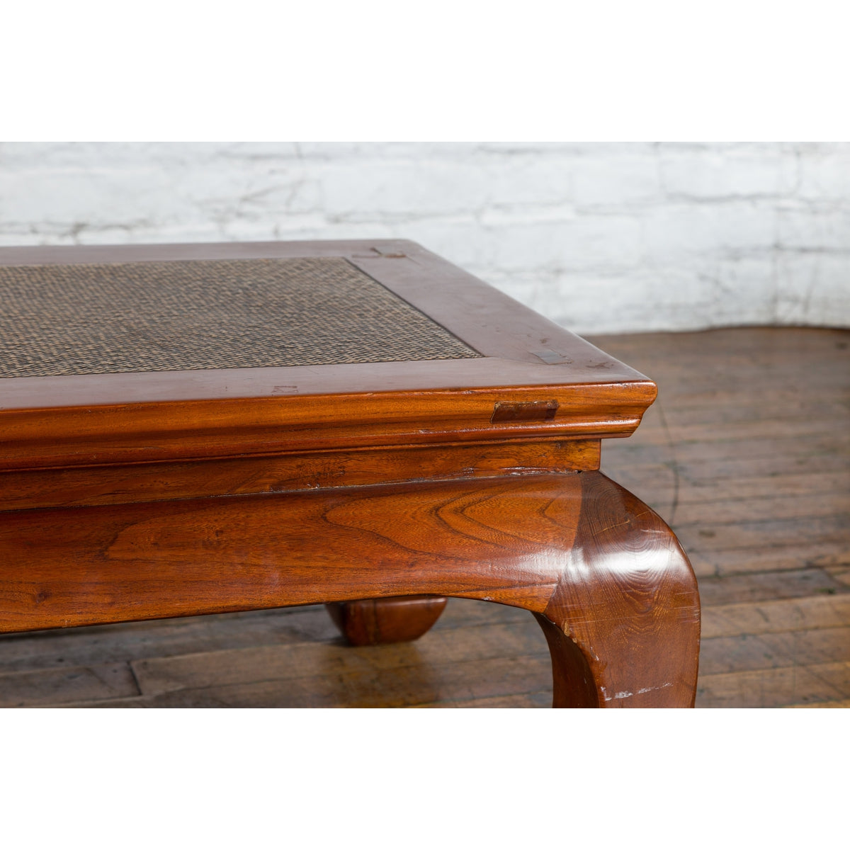 Chinese 19th Century Qing Dynasty Coffee Table with Rattan Top and Chow Legs-6. Asian &amp; Chinese Furniture, Art, Antiques, Vintage Home Décor for sale at FEA Home