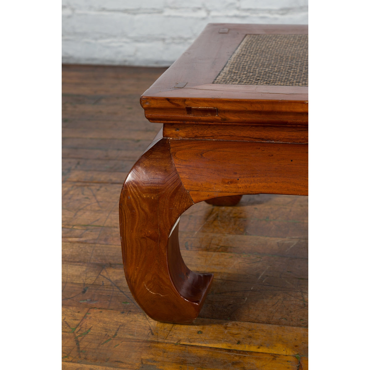 Chinese 19th Century Qing Dynasty Coffee Table with Rattan Top and Chow Legs-7. Asian &amp; Chinese Furniture, Art, Antiques, Vintage Home Décor for sale at FEA Home