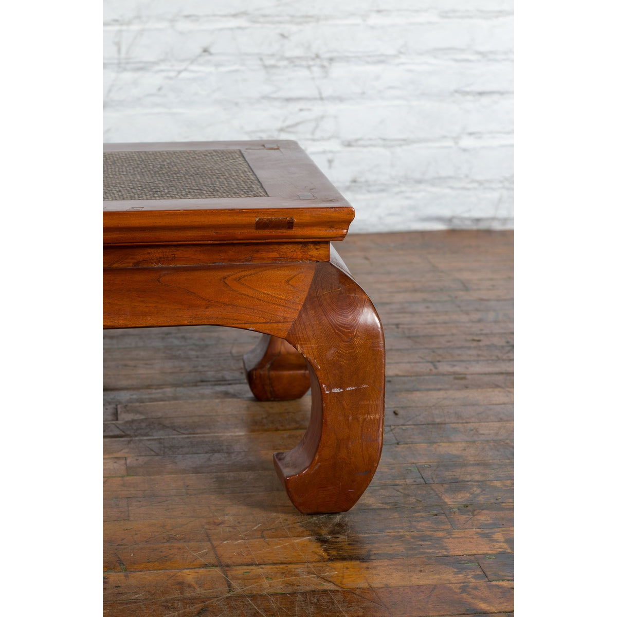 Chinese 19th Century Qing Dynasty Coffee Table with Rattan Top and Chow Legs-9. Asian &amp; Chinese Furniture, Art, Antiques, Vintage Home Décor for sale at FEA Home