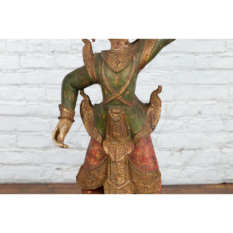19th Century Balinese Hand-Carved and Painted Wooden Sculpture of a Young Dancer-YN2696-5. Asian & Chinese Furniture, Art, Antiques, Vintage Home Décor for sale at FEA Home
