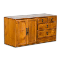 Chinese Elmwood Early 20th Century Makeup Chest with Doors and Drawers