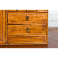 Chinese Elmwood Early 20th Century Makeup Chest with Doors and Drawers