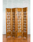 Chinese Early 20th Century Fretwork Four-Panel Screen with Geometric Motifs-15. Asian & Chinese Furniture, Art, Antiques, Vintage Home Décor for sale at FEA Home