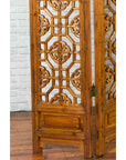 Chinese Early 20th Century Fretwork Four-Panel Screen with Geometric Motifs-10. Asian & Chinese Furniture, Art, Antiques, Vintage Home Décor for sale at FEA Home