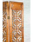 Chinese Early 20th Century Fretwork Four-Panel Screen with Geometric Motifs-11. Asian & Chinese Furniture, Art, Antiques, Vintage Home Décor for sale at FEA Home