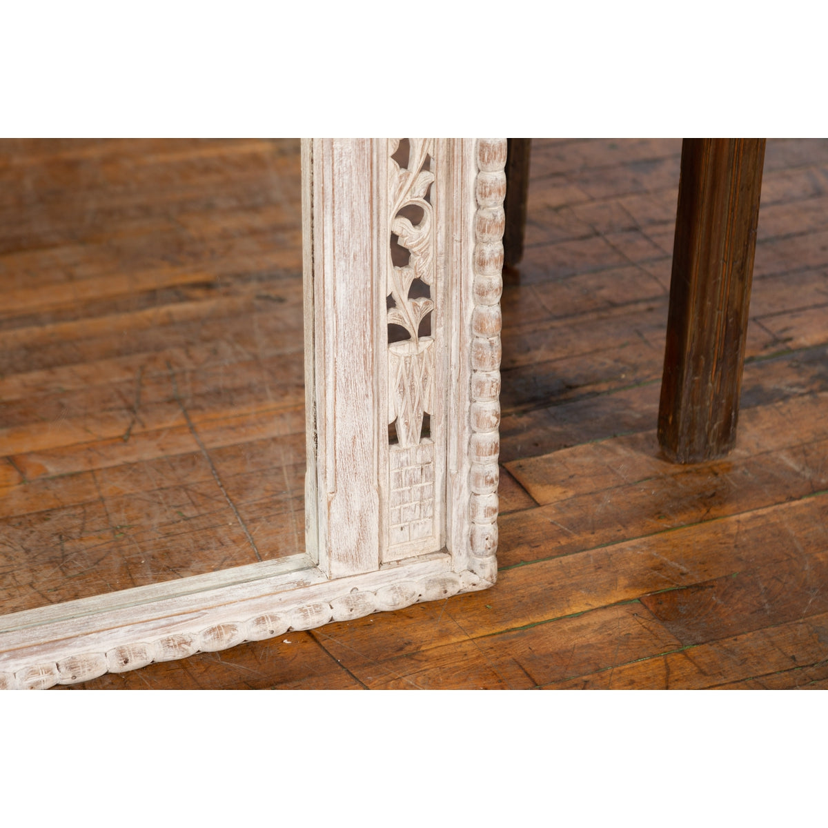 19th Century Painted Thai Mirror with Hand-Carved Scrolling Floral Décor-11. Asian &amp; Chinese Furniture, Art, Antiques, Vintage Home Décor for sale at FEA Home