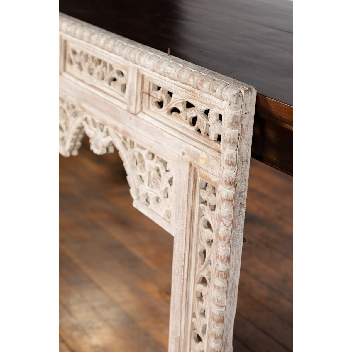 19th Century Painted Thai Mirror with Hand-Carved Scrolling Floral Décor-14. Asian &amp; Chinese Furniture, Art, Antiques, Vintage Home Décor for sale at FEA Home