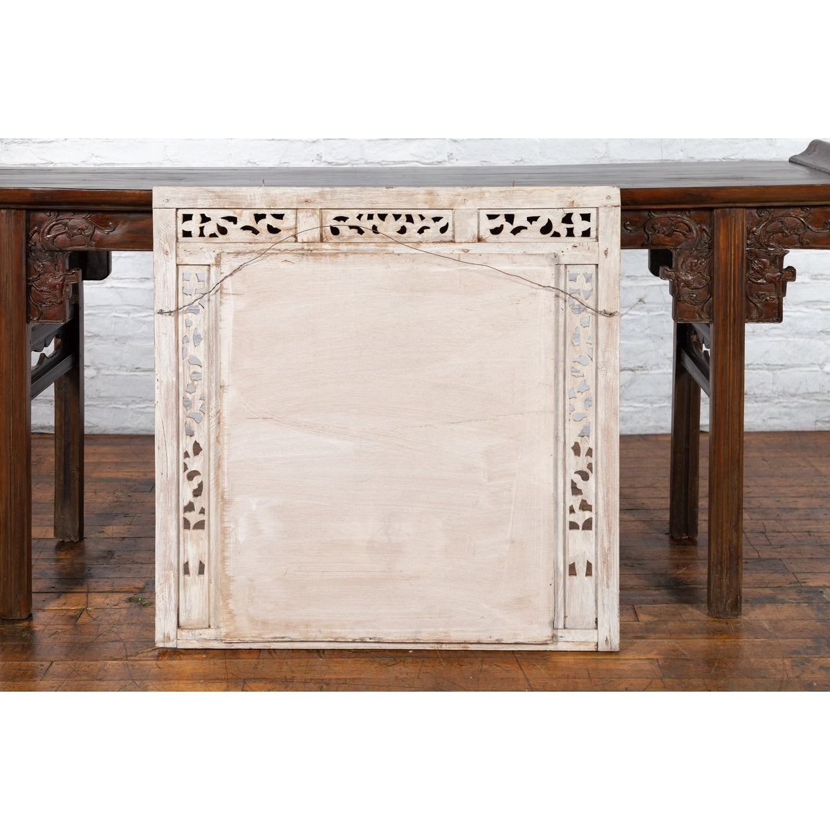 19th Century Painted Thai Mirror with Hand-Carved Scrolling Floral Décor-16. Asian &amp; Chinese Furniture, Art, Antiques, Vintage Home Décor for sale at FEA Home
