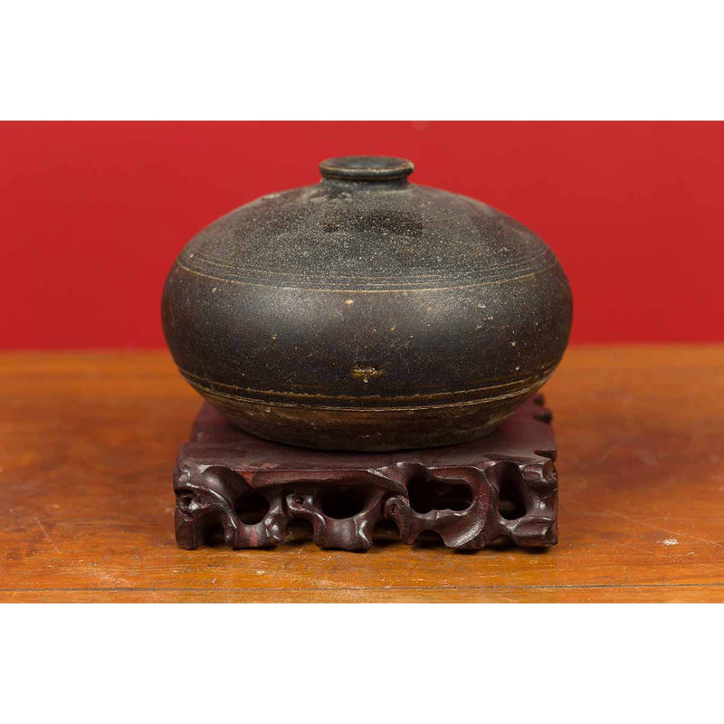 Khmer Empire Buri-Ram Type Conical Bowl Covered with Ash Glaze