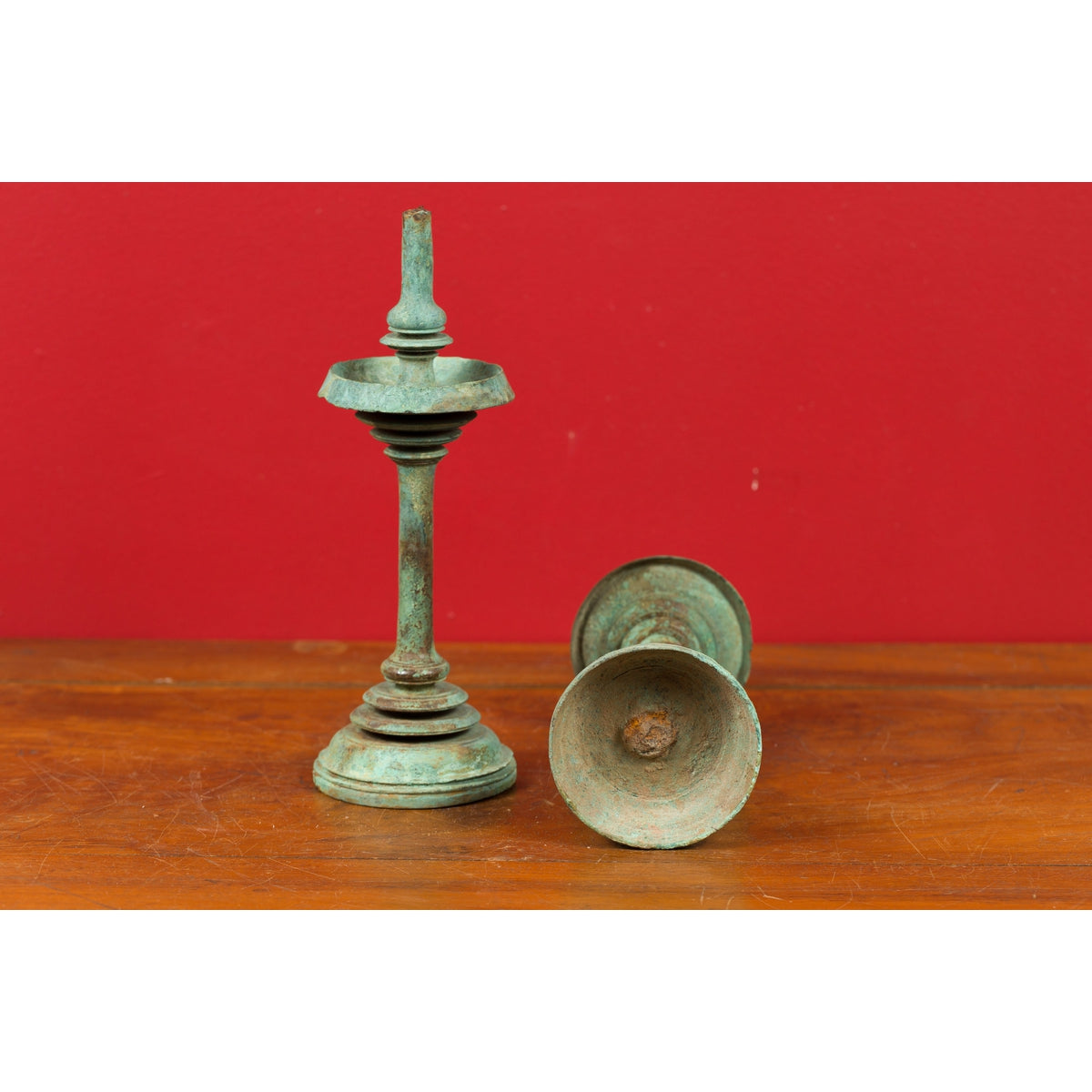 Pair of Angkor-Wat 12th Century Bronze Temple Oil Lamps from the Khmer Empire-9. Asian &amp; Chinese Furniture, Art, Antiques, Vintage Home Décor for sale at FEA Home