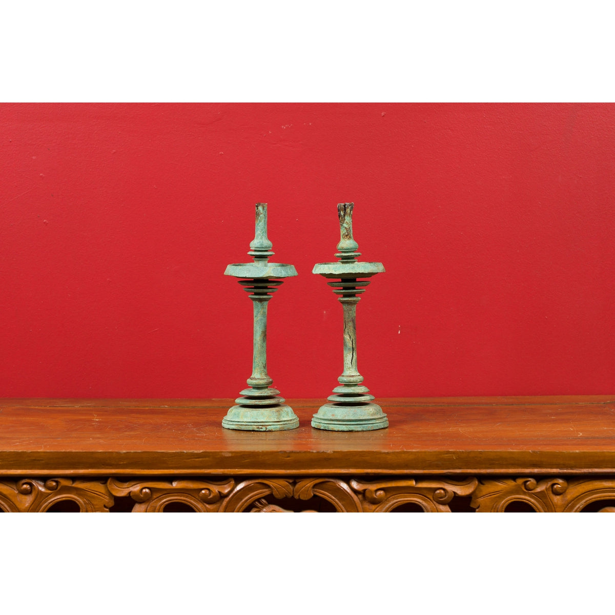 Pair of Angkor-Wat 12th Century Bronze Temple Oil Lamps from the Khmer Empire-3. Asian &amp; Chinese Furniture, Art, Antiques, Vintage Home Décor for sale at FEA Home