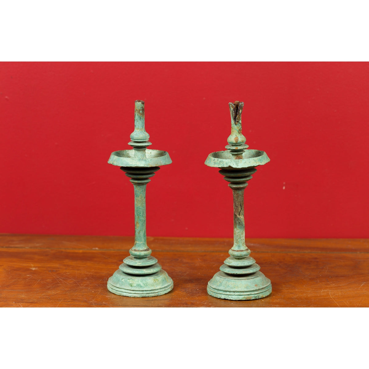 Pair of Angkor-Wat 12th Century Bronze Temple Oil Lamps from the Khmer Empire-7. Asian &amp; Chinese Furniture, Art, Antiques, Vintage Home Décor for sale at FEA Home