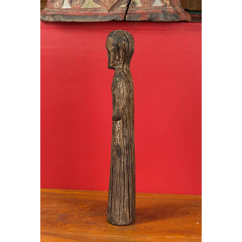 Chinese Han Dynasty Period Carved Wood Tomb Figure of a Priest, circa 200 BC-YN3201-12. Asian & Chinese Furniture, Art, Antiques, Vintage Home Décor for sale at FEA Home