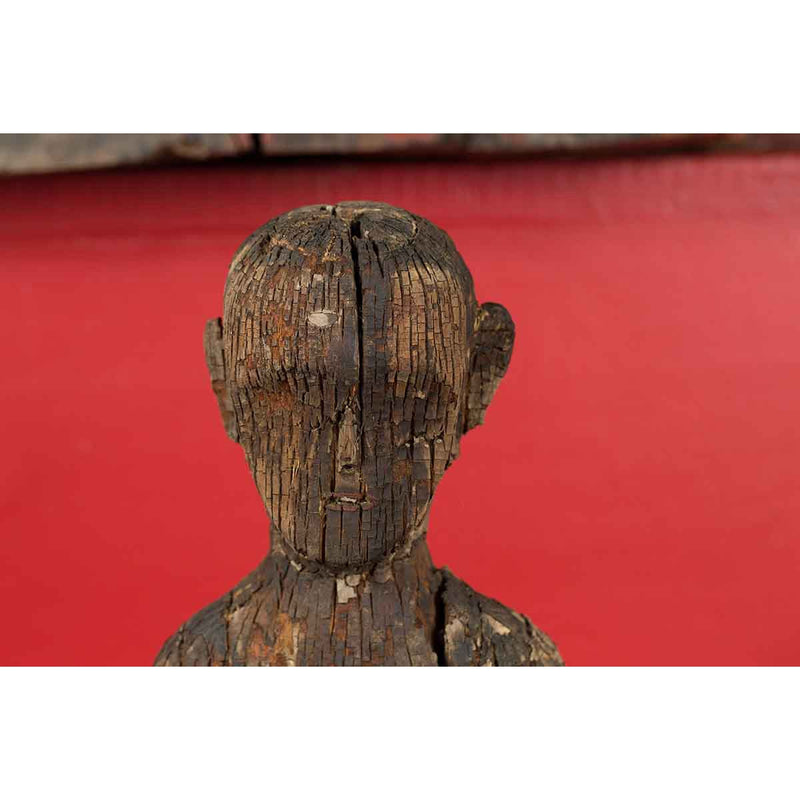 Chinese Han Dynasty Period Carved Wood Tomb Figure of a Priest, circa 200 BC-YN3201-13. Asian & Chinese Furniture, Art, Antiques, Vintage Home Décor for sale at FEA Home