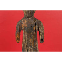 Chinese Han Dynasty Period Carved Wood Tomb Figure of a Priest, circa 200 BC