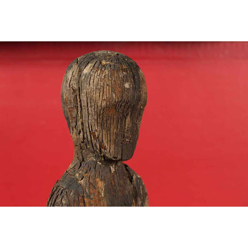 Chinese Han Dynasty Period Carved Wood Tomb Figure of a Priest, circa 200 BC-YN3201-8. Asian & Chinese Furniture, Art, Antiques, Vintage Home Décor for sale at FEA Home