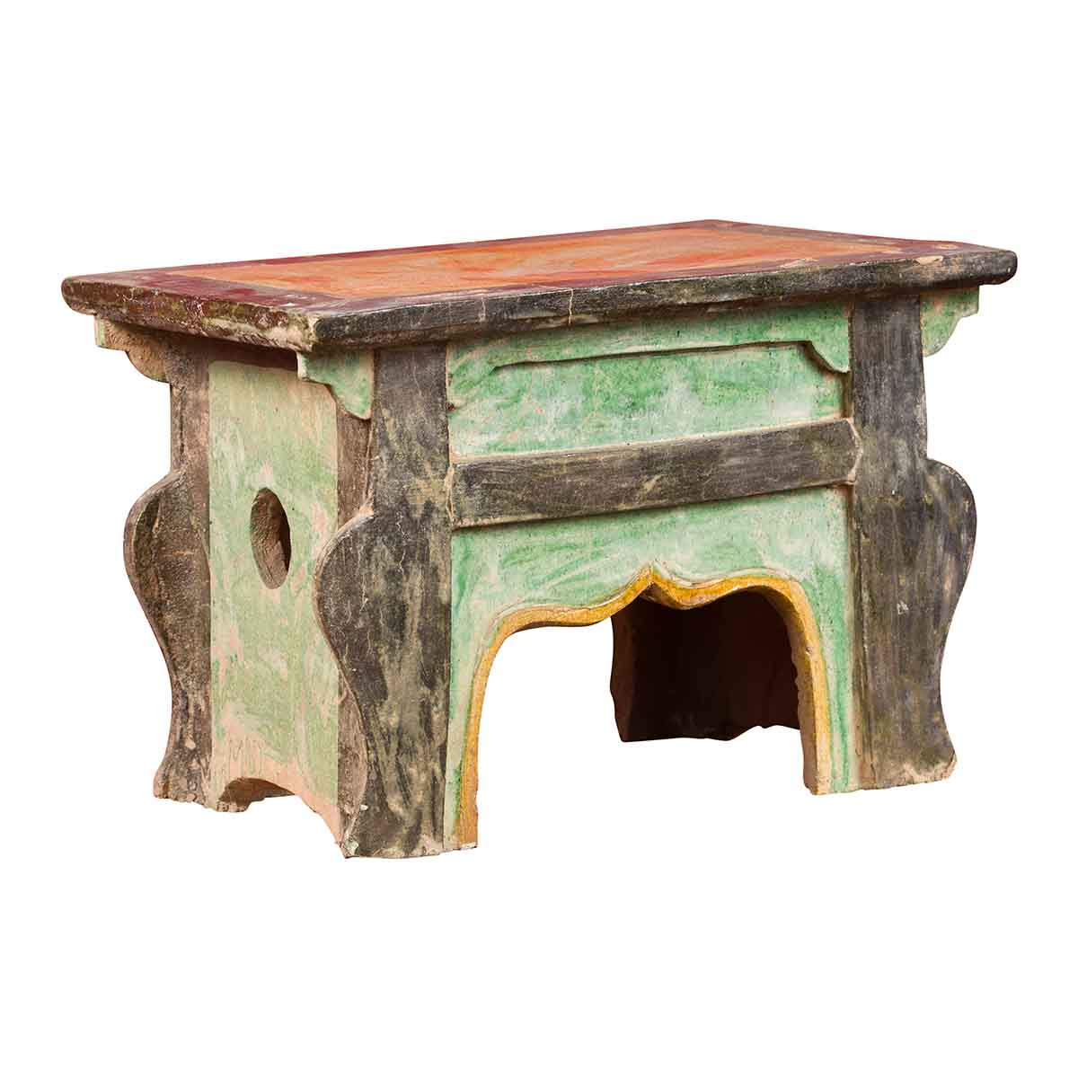 Petite Chinese Ming Dynasty Period Glazed Table with Polychrome Finish-1. Asian & Chinese Furniture, Art, Antiques, Vintage Home Décor for sale at FEA Home