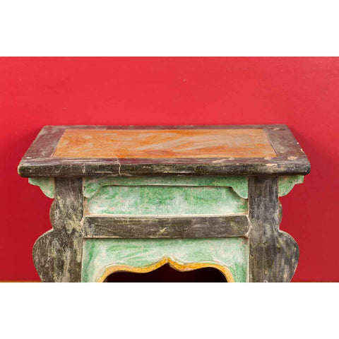 Petite Chinese Ming Dynasty Period Glazed Table with Polychrome Finish