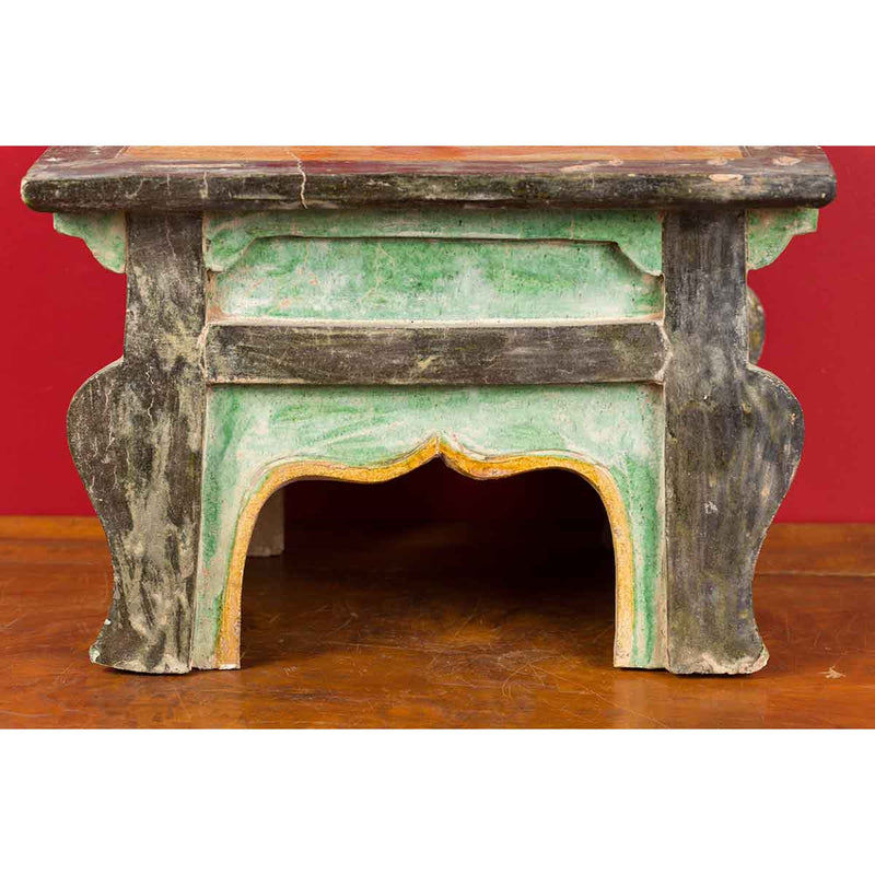 Petite Chinese Ming Dynasty Period Glazed Table with Polychrome Finish